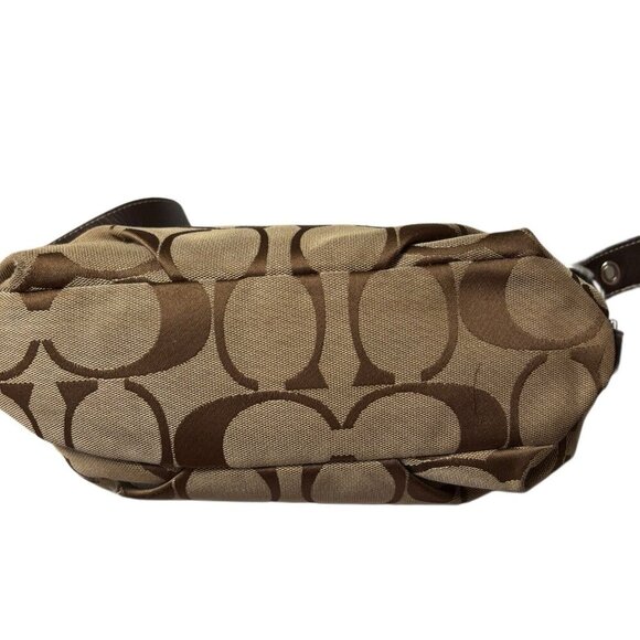 COACH Handbag Shoulder Bag Logo Canvas Leather Beige women's USED FROM JAPAN - Picture 7 of 11
